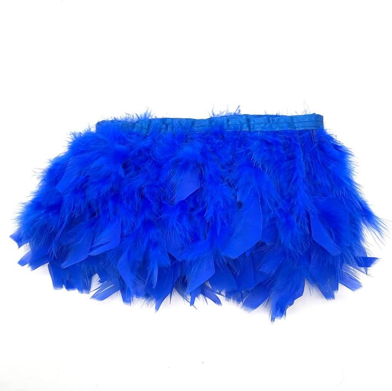 Shekyeon Turkey Feathers Fringe Trim for Party Clothing DIY Sewing Crafts Decoration Pack of 2 Yards (Royal Blue) - Image 5